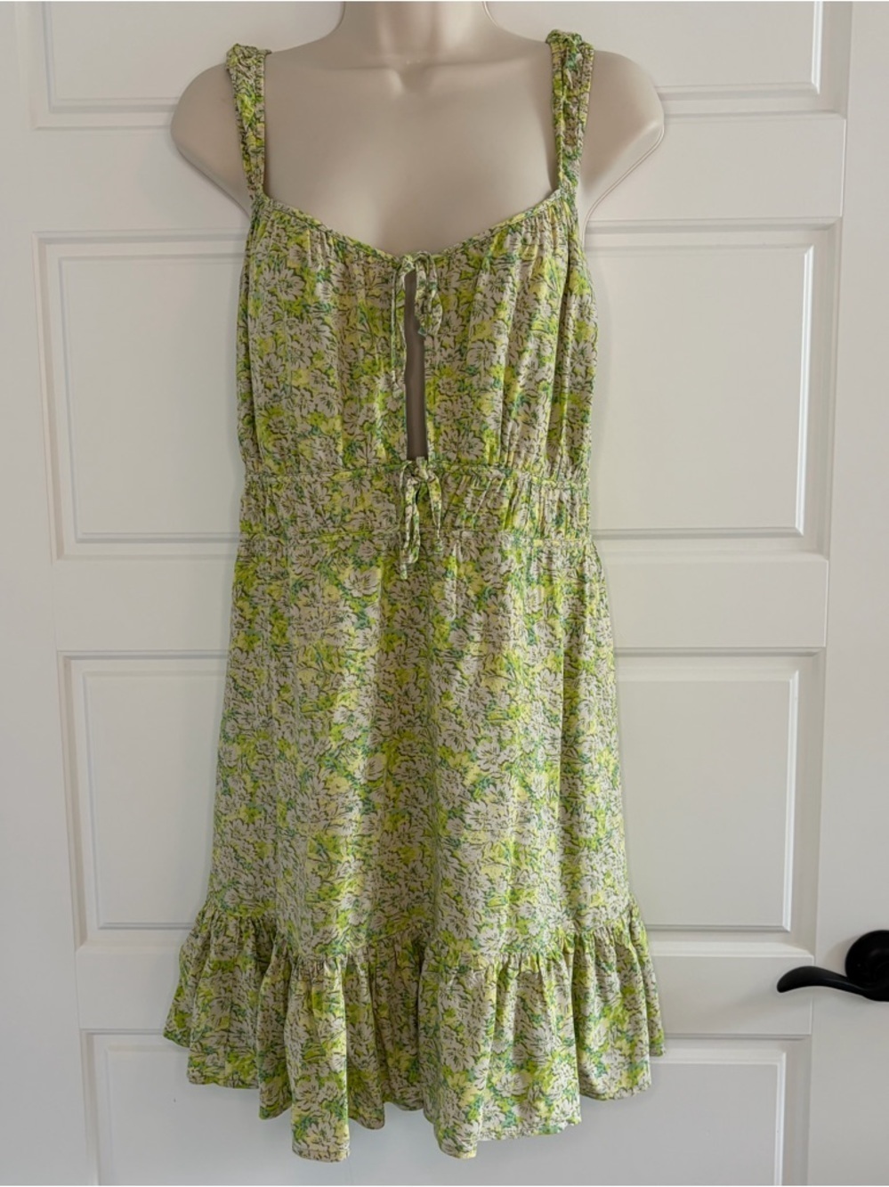 American Eagle Floral Milkmaid Mini Dress Womens Sz XL Babydoll Ruffle